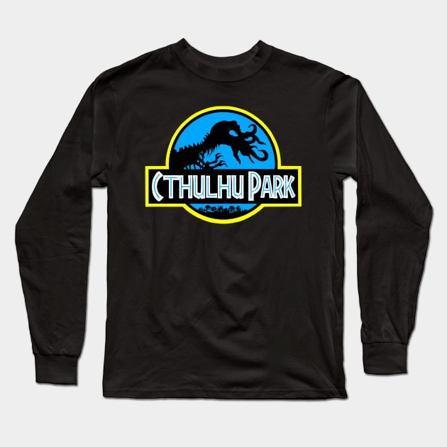 Cthulhu Park - Retro 90s Movie Parody (Blue Variant) Long Sleeve T-Shirt by Occult Designs